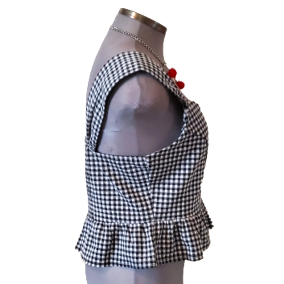 ROCKABILLY ☆ GINGHAM PLAID TOP ☆ NWT - Picture 6 of 10